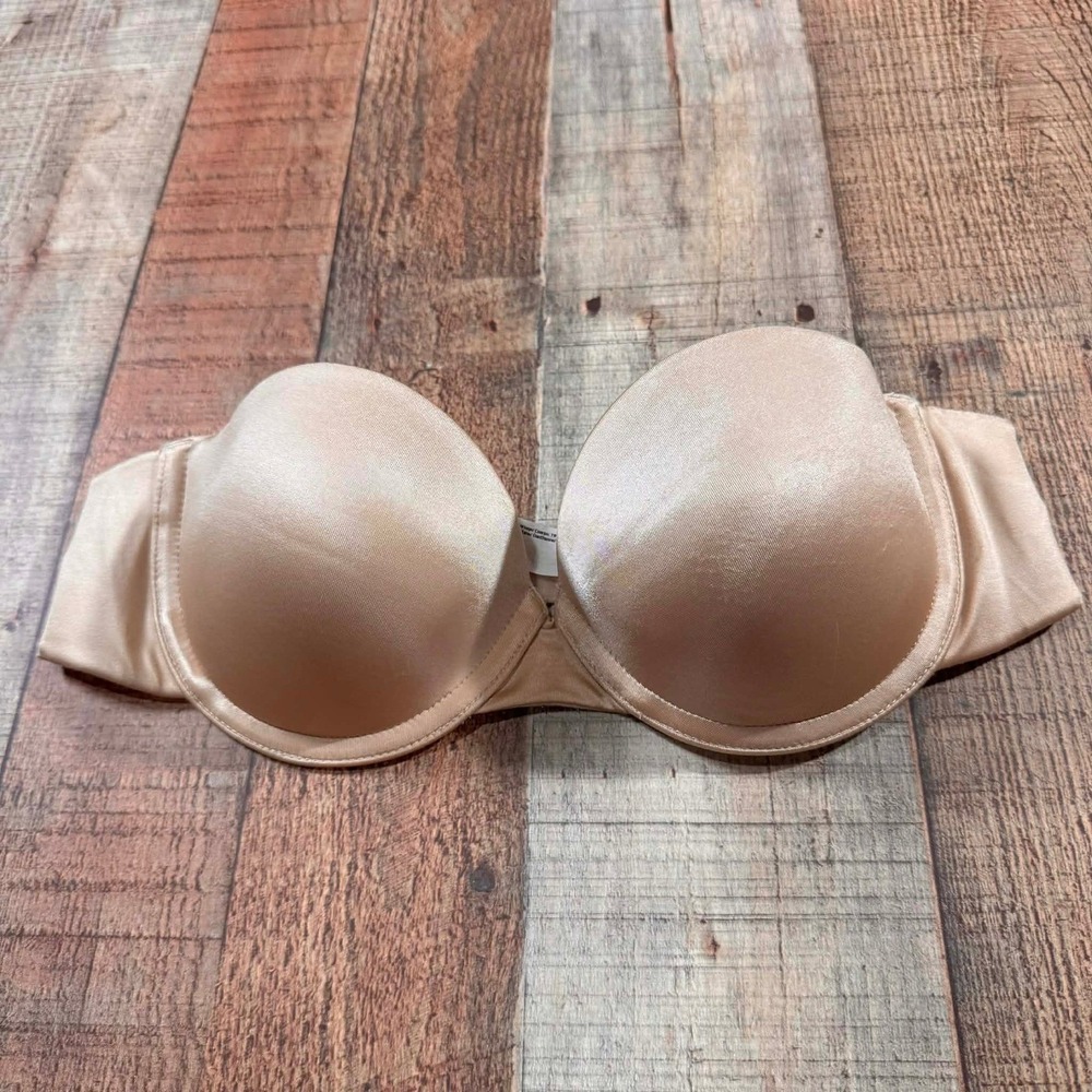 Maidenform Strapless Bra 34B Nude Beige Push Up Smooth Cups